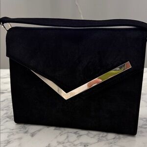 Like New Vintage Block Black and Silver Clutch with Silver Detail